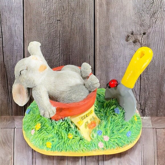 Vintage Silvestri Mouse Figurine Resin Gardening Bunny Napping In Terracotta Pot - Picture 1 of 15
